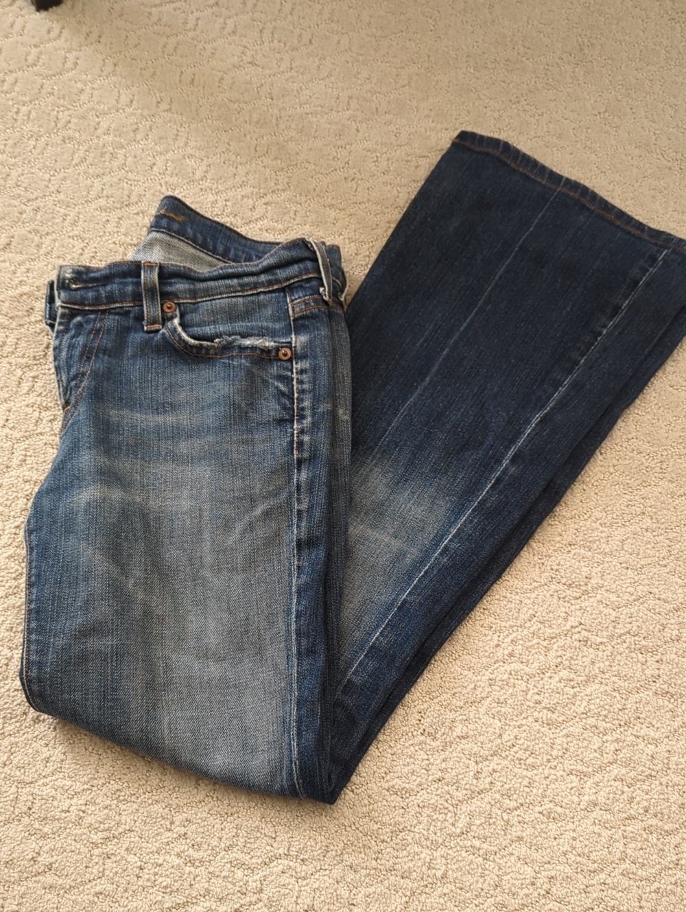 7 For All Mankind Two-Tone Blue Bootcut Jeans